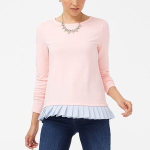 NWOT Boatneck top with draped pleated hem, size M